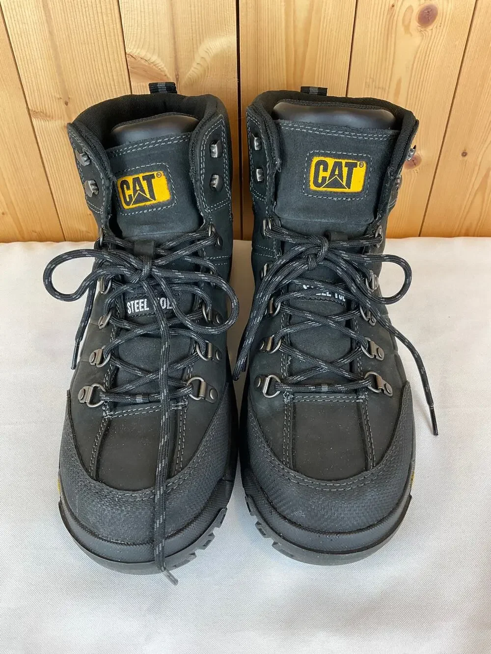 CAT Men's Threshold Waterproof Steel Toe Work Boots, Black- Size Men's 11.5 Wide